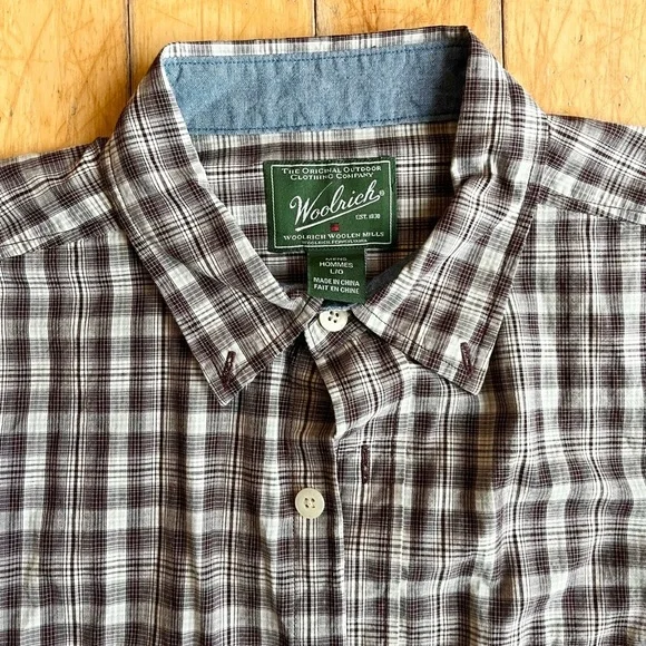 Woolrich Men’s Plaid 100% Cotton Shirt – Dark Mulberry, Size Large - Picture 3 of 5